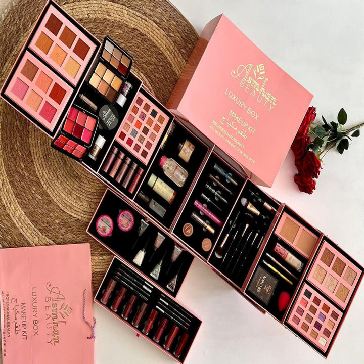 بوكس مكياج اسمهان بيوتي – اللون الأسود – يحتوي على أكثر من 30 قطعة مكياج وعناية – توب جيت