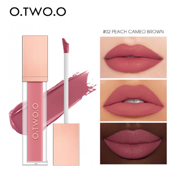 او تو او - أحمر شفاه سائل مطفي - درجة روج سائل ثايت قلوص peach cameo brown 02 - متوفر في توب جيت