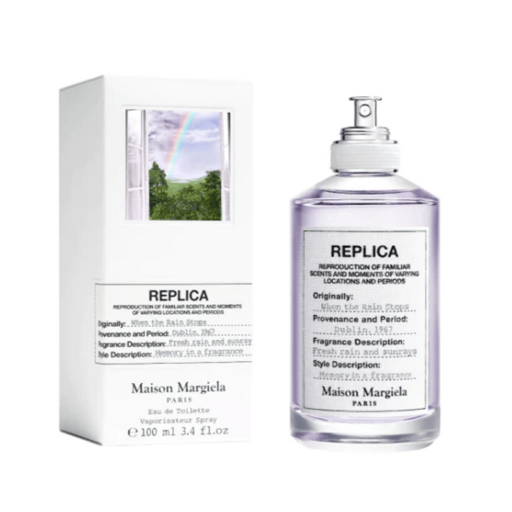 زجاجة عطر Maison Margiela Replica When The Rain Stops أو دو تواليت 100 مل بتصميم أنيق مستوحى من الطبيعة بعد المطر