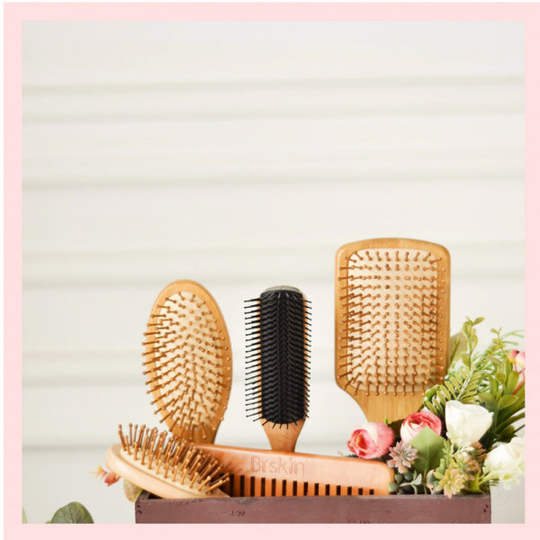 برسكن - مجموعة فرش الشعر الطبيعية 5 قطع - فرش ومشاط الشعر | توب جيت