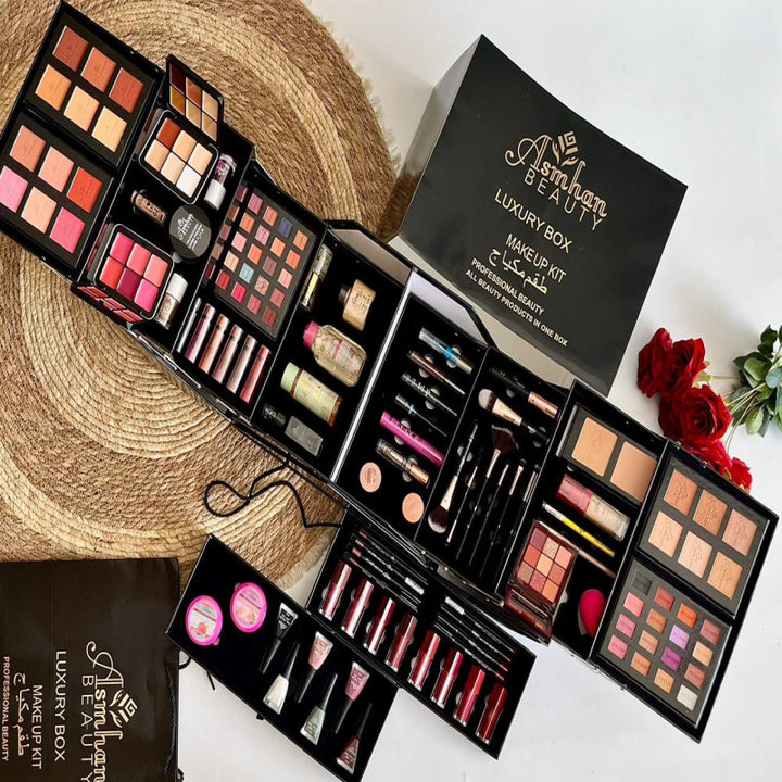 بوكس مكياج اسمهان بيوتي – اللون الأسود – يحتوي على أكثر من 30 قطعة مكياج وعناية – توب جيت
