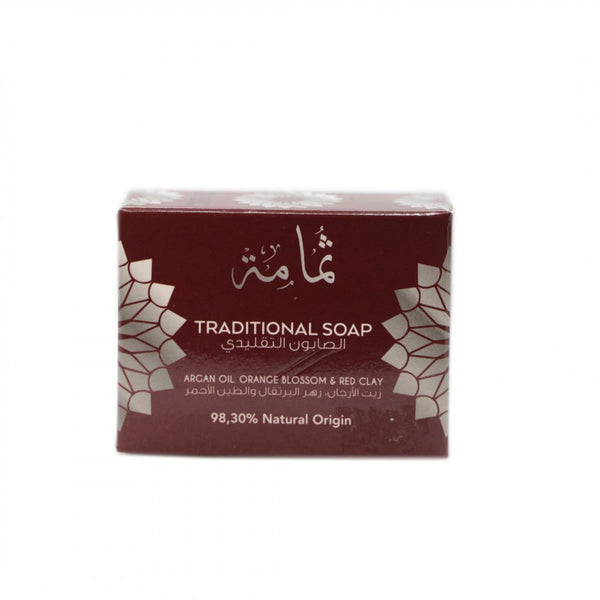 ثمامة الصابون التقليدي بزيت الارجان وزهرة البرتقال والطين الاحمر