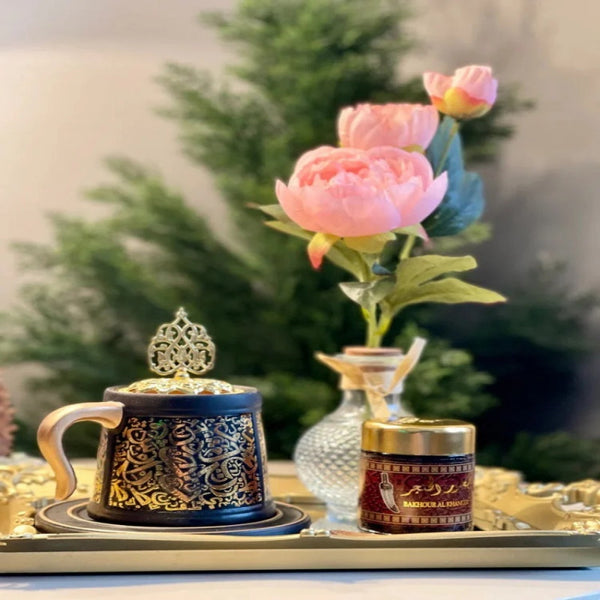 مبخرة سيراميك بقاعدة خشبية في السعودية | مبخرة يدوية من الخشب الطبيعي - تصميم أنيق واستخدام عملي - توب جيت