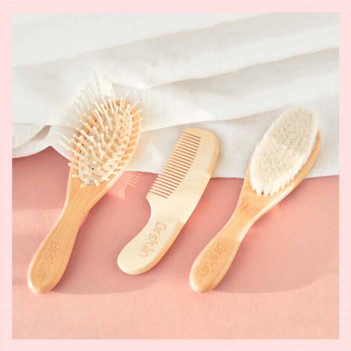 برسكن - مجموعة فرش الأطفال بمكونات طبيبيعه 100%  3 قطع - فرش ومشاط الشعر | توب جيت