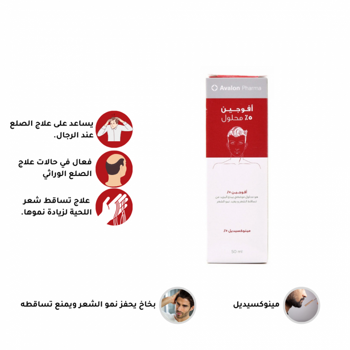 أفالون، أفوجين 5%، محلول بخاخ، يحفز نمو الشعر ويمنع تساقطه - 50 مل - منتج للعناية بالشعر - توب جيت